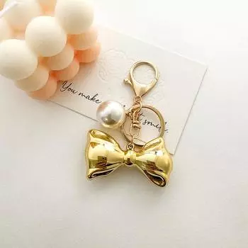 1 шт. подвеска, симпатичное украшение для автомобильного ключа, жемчужный бант, корейская подвеска, сумка-бант, брелок для наушников, чехол золотой
