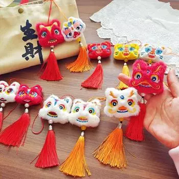 1 шт. Подвеска «Танец льва», талисман, кукла-талисман, мультфильм с кисточками, подвески в китайском стиле, плюшевые игрушки