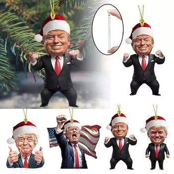 1 шт., подвеска Трампа, мультяшная рождественская елка, акриловая подвеска, брелок, кукла, забавная для автомобиля, ручка A6D7 A-1pcs