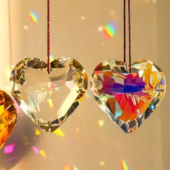 1 шт. подвеска в виде колокольчика, красочная, с любовью, практичный ловец солнечных лучей, изящное украшение для автомобиля, люстра с кристаллами, персиковое сердце