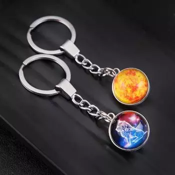 1 шт. Подвеска зодиак 12 созвездий модный подарок на день рождения стеклянный шар брелок держатель светящийся брелок