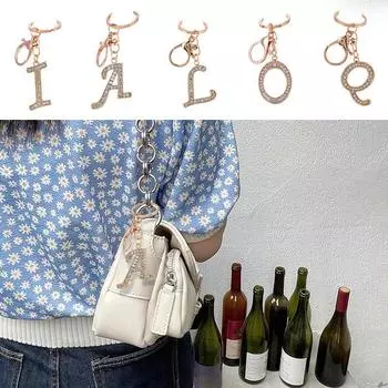 1 шт., подвески, металлический брелок с бриллиантами, 26 английских букв, лихой шрифт, аксессуары для ключей, подарки, новинка