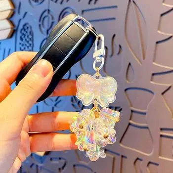 1 шт. Подвески Подарочные Стильные Многофункциональные Сумки Подвеска Брелок Светящийся Бантик Акриловый Материал Автомобильный Аксессуар
