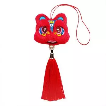 1 шт. Подвески в китайском стиле, плюшевые, с кисточками, мультяшный лев, танец, кукла-талисман, подвесные плюшевые игрушки