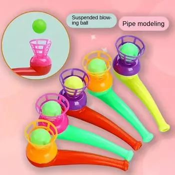 1 шт. подвесная трубка для выдувания шариков, настольная игра для детей, тренировка равновесия, плавающий шарик для выдувания, настольная игра, семейная детская игрушка 1PCS