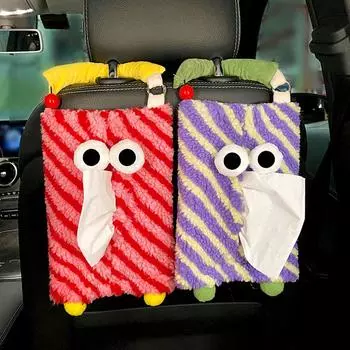 1 шт., подвесная забавная полосатая сумка для хранения на заднем сиденье, праздничные принадлежности, коробка для салфеток, милый органайзер для салфеток в салоне автомобиля, маленький монстр розовый