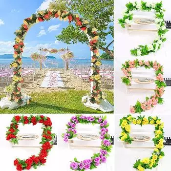 1 шт., подвесное украшение для стены, имитация цветка, веревка, искусственный цветок, виноградная лоза, венок из ротанга, роза, искусственная