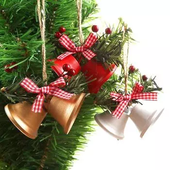 1 шт., подвесной кулон «сделай сам», двойной колокольчик, рождественское украшение, бант, рождественская елка, домашняя пеньковая веревка белый