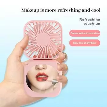 1 шт. Подвесной шейный вентилятор с зеркалом для туалетного столика, уличный ручной многофункциональный вентилятор, домашний настольный складной USB-перезаряжаемый бесшумный мини-вентилятор розовый