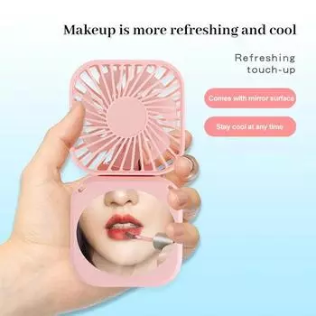 1 шт. Подвесной шейный вентилятор с зеркалом для туалетного столика, уличный ручной многофункциональный вентилятор, домашний настольный складной USB-перезаряжаемый бесшумный мини-вентилятор