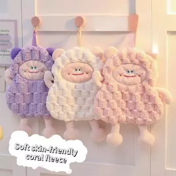 1 шт. подвесные двухслойные полотенца для рук, квадратные полотенца из кораллового бархата, детские полотенца для рук, носовые платки, тряпки для кухни и ванной, впитывающие полотенца 1pc белый