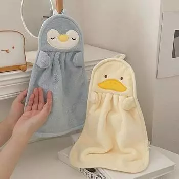 1 шт. Подвесные полотенца для рук с рисунком из мультфильма, впитывающие детские полотенца из кораллового флиса 5.5*12.5cm серый