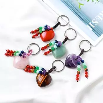 1 шт. подвесные украшения модный хрустальный брелок с любовью лечебный автомобильный брелок подвеска сумка аксессуары кулон натуральный розовый камень