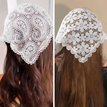 1 шт. Полая лента Бандана Женская Цветочная повязка на голову Модный летний головной убор Аксессуары для волос Тюрбан Треугольный шарф