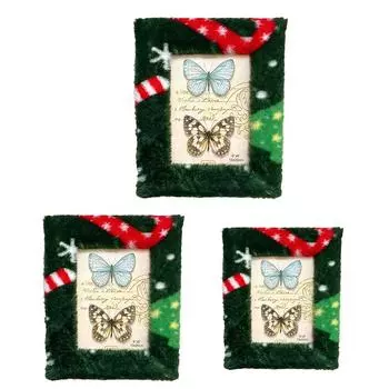 1 шт. Полая рамка Рождественский узор Имитация кроличьих волос Украшения Тедди Бархат Квадрат 18.5*23.5cm