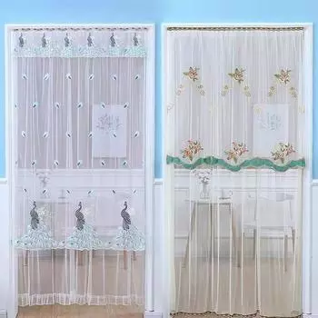 1 шт. полиэстер без перфорации занавеска для двери вышивка цветок самоклеящаяся кружевная перегородка дверь экран спальня украшение дома 95*200