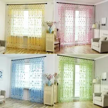 1 шт., полиэстер, полупрозрачная оконная занавеска, тюль, драпировка, домашний декор розовый
