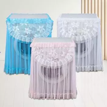 1 шт. полиэстер универсальный чехол для стиральной машины дышащий барабанного типа стиральная машина прозрачный пылезащитный чехол кружевной тюль