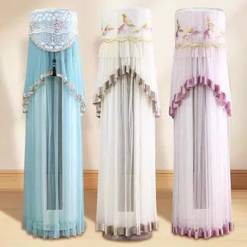 1 шт. полиэстер вышивка защитный чехол круглый пылезащитный чехол тюль кондиционер чехол украшение дома подставка кондиционер