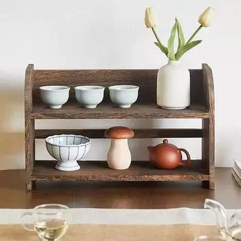 1 шт. Полка DIY настольный поднос чайный сервиз чашка китайский стиль витрина твердая древесина коричневый