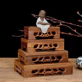 1 шт. Полка для хранения в винтажном стиле, деревянная подставка для чайника ручной работы, деревянные подносы для демонстрации миниатюр 11cm*5cm*4cm