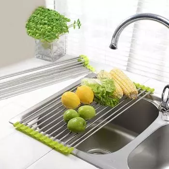 1 шт. полка для кухонной мойки из нержавеющей стали, складная тарелка, столовые приборы, держатель для сушки, инструмент для сушки фруктов, чашки 37cm by 23cm чёрный