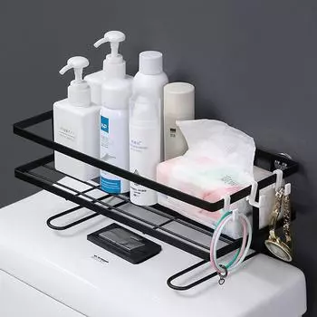 1 шт. Полка для принадлежностей для ванной комнаты над бачком унитаза из кованого железа, многофункциональная полка для хранения вещей, полка для унитаза чёрный