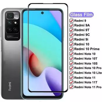 1 шт. полное закаленное стекло для Xiaomi Redmi 9 9A 9T 9C 8 8A 7 7A Защитная пленка для экрана Redmi Note 12 Pro 11 10 Pro 9 9S 8 7 стекло redmi 7 чёрный