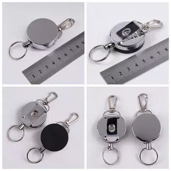 1 шт. Полностью металлическая пряжка Easy Pull 4 высокоэластичный телескопический тросовый брелок противоугонный растягивающийся брелок
