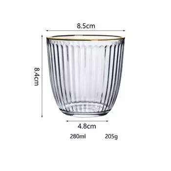 1 шт., полосатая кофейная чашка, противообжигающая чашка для чая, кофе, стеклянная чашка для льда, чашка для сока, чашка для питья, виски, вино, водка, пиво, стакан для барной вечеринки 280ml