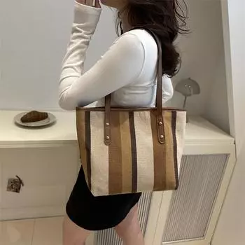 1 шт. полосатая сумка-ведро через плечо, модная сумка-тоут, в которую можно положить мобильный телефон (20cm<Max Length<30cm)