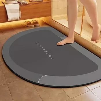 1 шт. полукруглый быстросохнущий влагопоглощающий мягкий кристальный бархатный коврик для ванной комнаты, коврик для душа в ванной и спальне, аксессуары для ванной комнаты 15.7*23.6in серый
