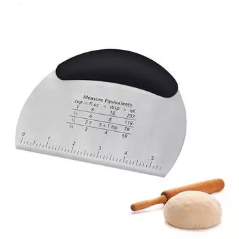 1 шт. полукруглый скребок для теста из нержавеющей стали/нож со шкалой для резки торта, пиццы, муки, хлеба, инструменты для выпечки