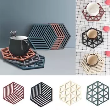 1 шт. Полые алмазные подставки для домашнего декора, коврик для чашки, стол, теплоизоляция, нескользящий Stripe чёрный
