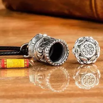 1 шт. полый медный покрытый цилиндр сутры лотоса кулон брелок ручной работы винтажная таблетка контейнер бутылка