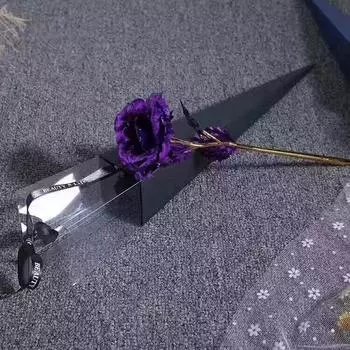 1 шт. Поп-подарки на День святого Валентина, золотая фольга, цветок розы, ручная работа, окунутый в длинный стебель, искусственный цветок, прямая поставка фиолетовый
