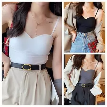 1 шт. Популярный крутой однотонный трикотажный бюстгальтер для йоги и спортзала, бесшовный, приятный для кожи жилет с U-образной спинкой и фиксированной подтяжкой для груди для женщин One Size чёрный