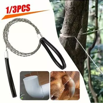 1 шт., портативная цепная пила для выживания, ручная канатная пила для кемпинга на открытом воздухе, пеших прогулок, альпинизма и чрезвычайных ситуаций 1pc чёрный