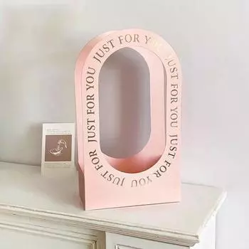 1 шт. Портативная цветочная корзина, упаковка для роз, подарочная коробка для свадьбы, дня рождения, рождественской вечеринки, букета цветов, декора розовый