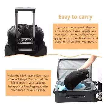 1 шт., портативная наполняемая подушка для шеи в автомобиле, поезде, самолете, компактная наполняемая подушка для одежды, регулируемая удобная фланелевая подушка чёрный