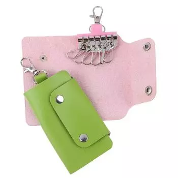 1 шт. Портативная простая однотонная сумка для хранения из кожи, держатели для ключей, автомобильный брелок, сумка, чехол, унисекс, чехол для кошелька коричневый