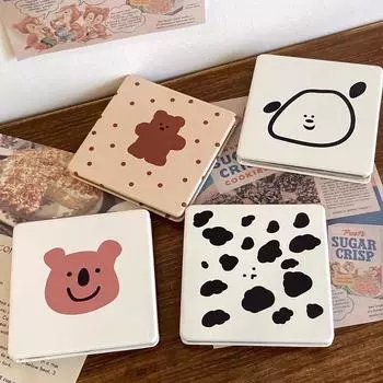 1 шт., портативное складное косметическое зеркало для общежития 7.1 cm * 6.7 cm * 1 cm. коричневый