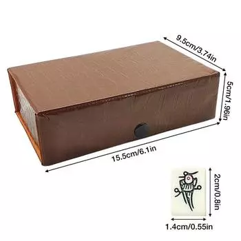 1 шт. Портативный компактный набор для маджонга, легкий набор для маджонга с коричневым футляром - идеально подходит для путешествий и настольных игр коричневый