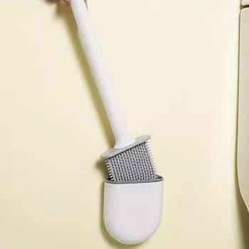 1 шт. Портативный не требующий питания домашний удобный для чистки силиконовый ершик для унитаза с эргономичной ручкой One size fits all белый