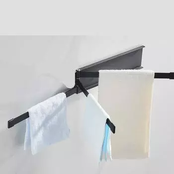 1 шт. Поворотная вешалка для полотенец для ванной комнаты, многоцелевая вешалка для полотенец, настенный держатель для полотенец, матовая черная отделка чёрный