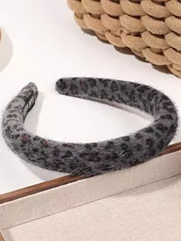 1 шт. Повязка на голову с леопардовым принтом для женщин, девочек, пушистая клетчатая повязка на голову, повязка для волос с принтом гепарда, винтажные аксессуары для волос