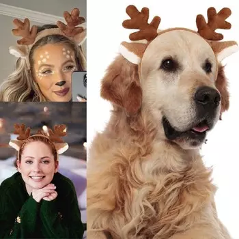 1 шт. повязка на голову с оленьими рогами, повязка на голову с оленями на Рождество, Хэллоуин, женский костюм оленя 1Pc