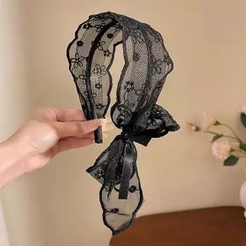 1 шт. повязка на голову с широким краем и бантом из французского кружева, пасторальное летнее ленточное украшение для головы, элегантный аксессуар для волос