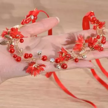 1 шт., повязка на голову в виде свадебного цветочного венка