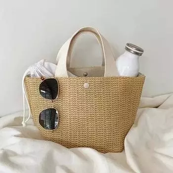 1 шт. Повседневные женские сумки из ротанга, летние пляжные соломенные сумки, плетеные женские сумки-тоуты, большая вместимость, женские ведра, дорожная сумка белый
